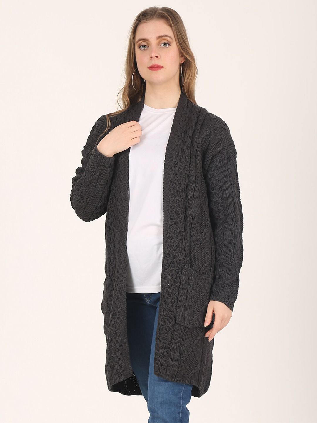 NoBarr Women Grey Solid Shrug Price in India