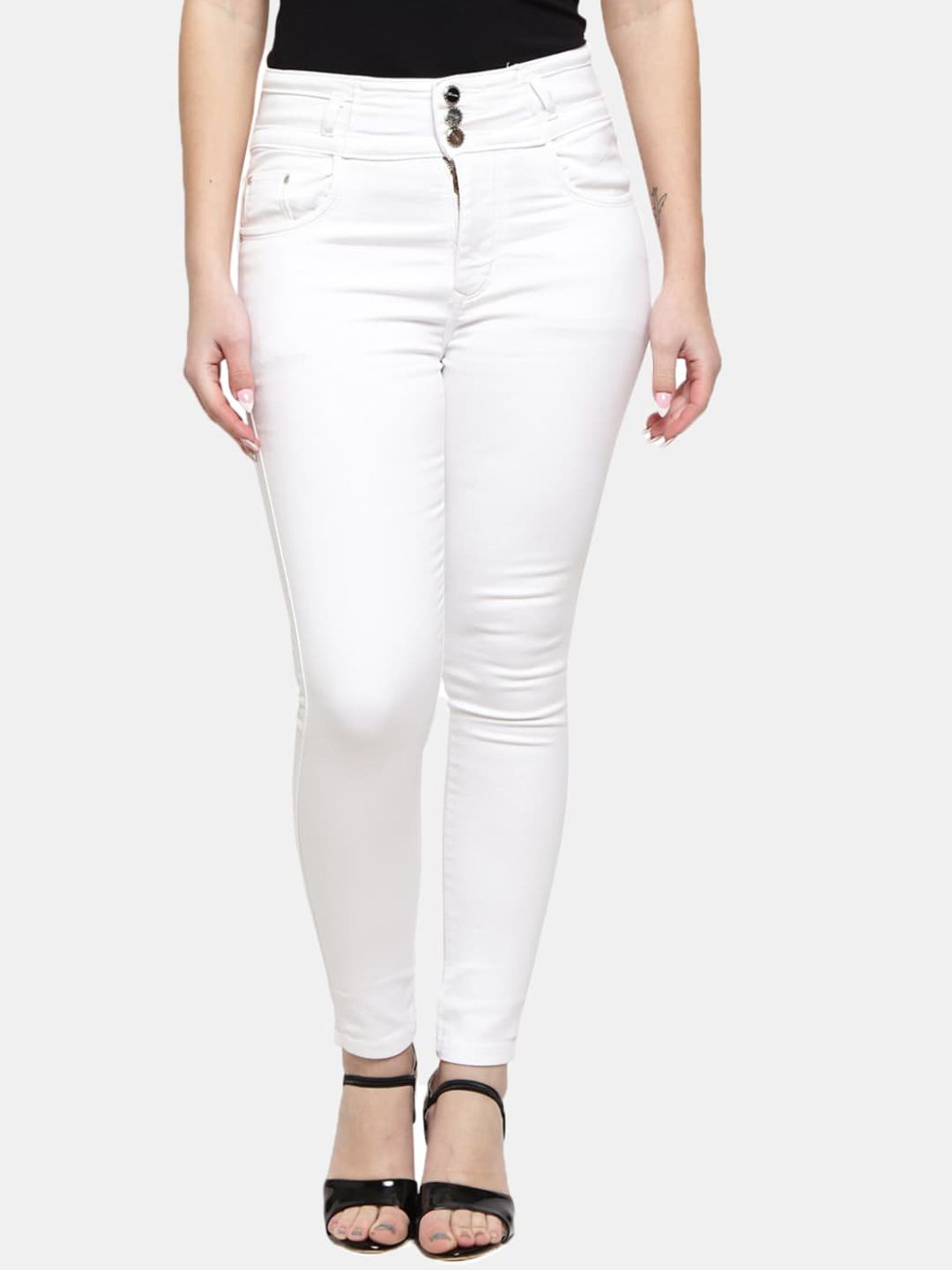 V-Mart Women White Classic Jeans Price in India