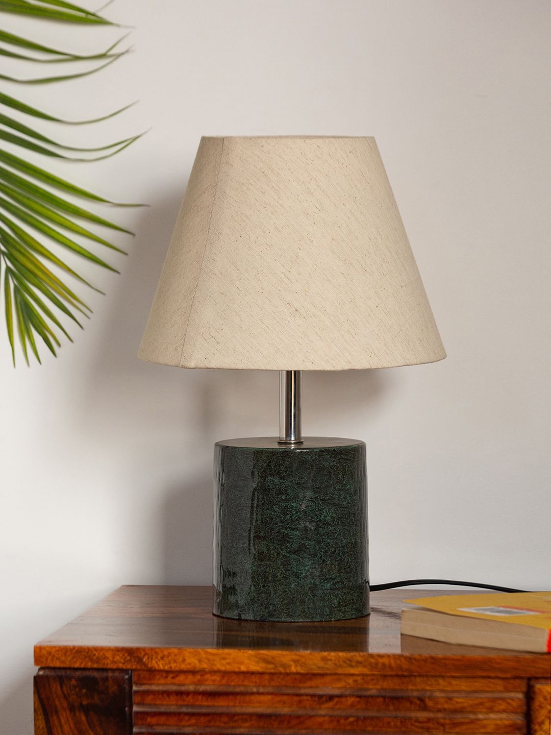 ExclusiveLane Green & Cream Coloured Handcrafted Table Lamps Price in India