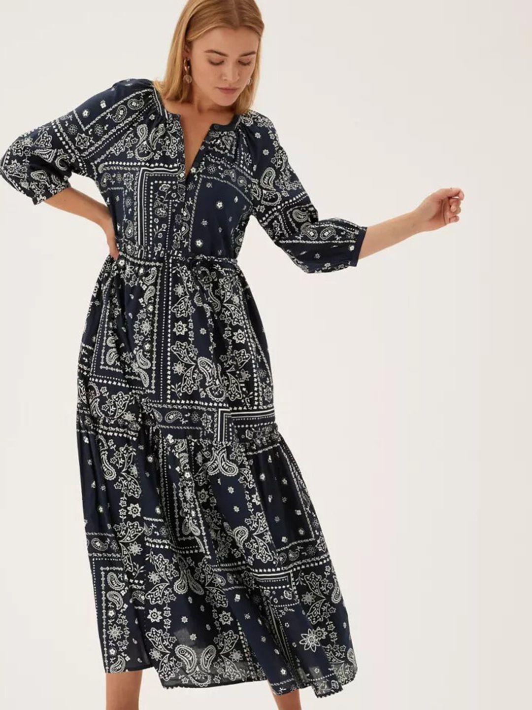 Marks & Spencer Navy Blue Maxi Dress Price in India