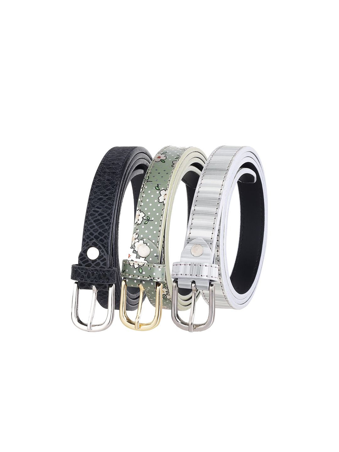 URBAN ALFAMI Women Multicoloured Pack of 3 PU Belt Price in India