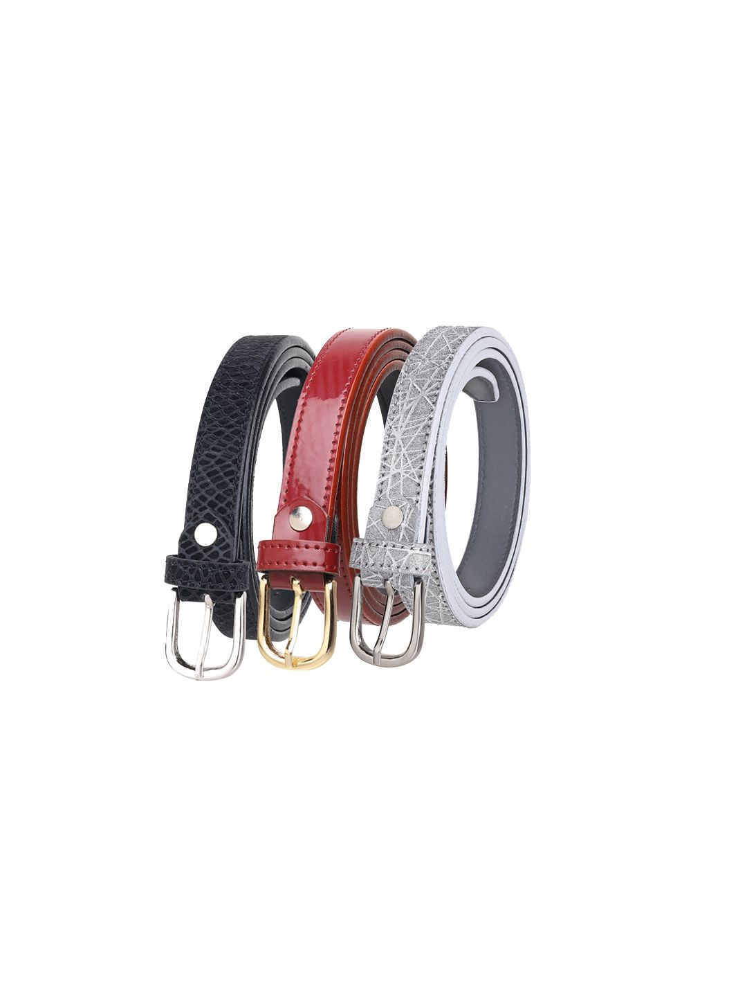 URBAN ALFAMI Women Set Of 3 Solid Casual Belts Price in India