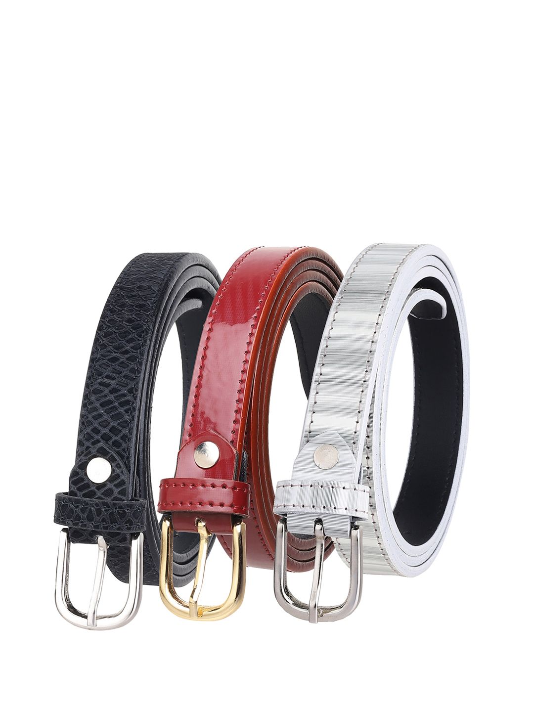 URBAN ALFAMI Women Pack of 3 Grey Textured Casual Belt Price in India