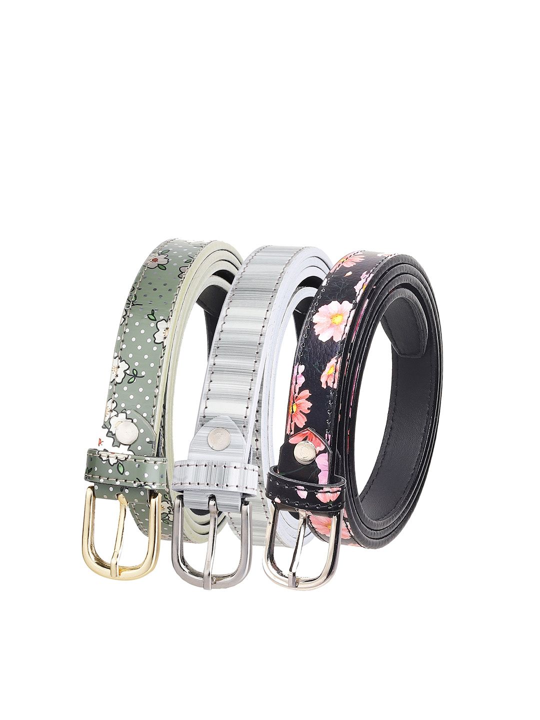 URBAN ALFAMI Women Pack Of 3 Printed  PU Belt Price in India