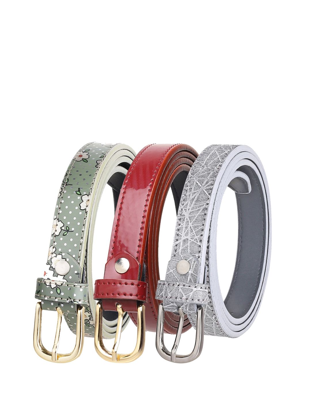 URBAN ALFAMI Women Green Printed Pack of 3 Belt Price in India