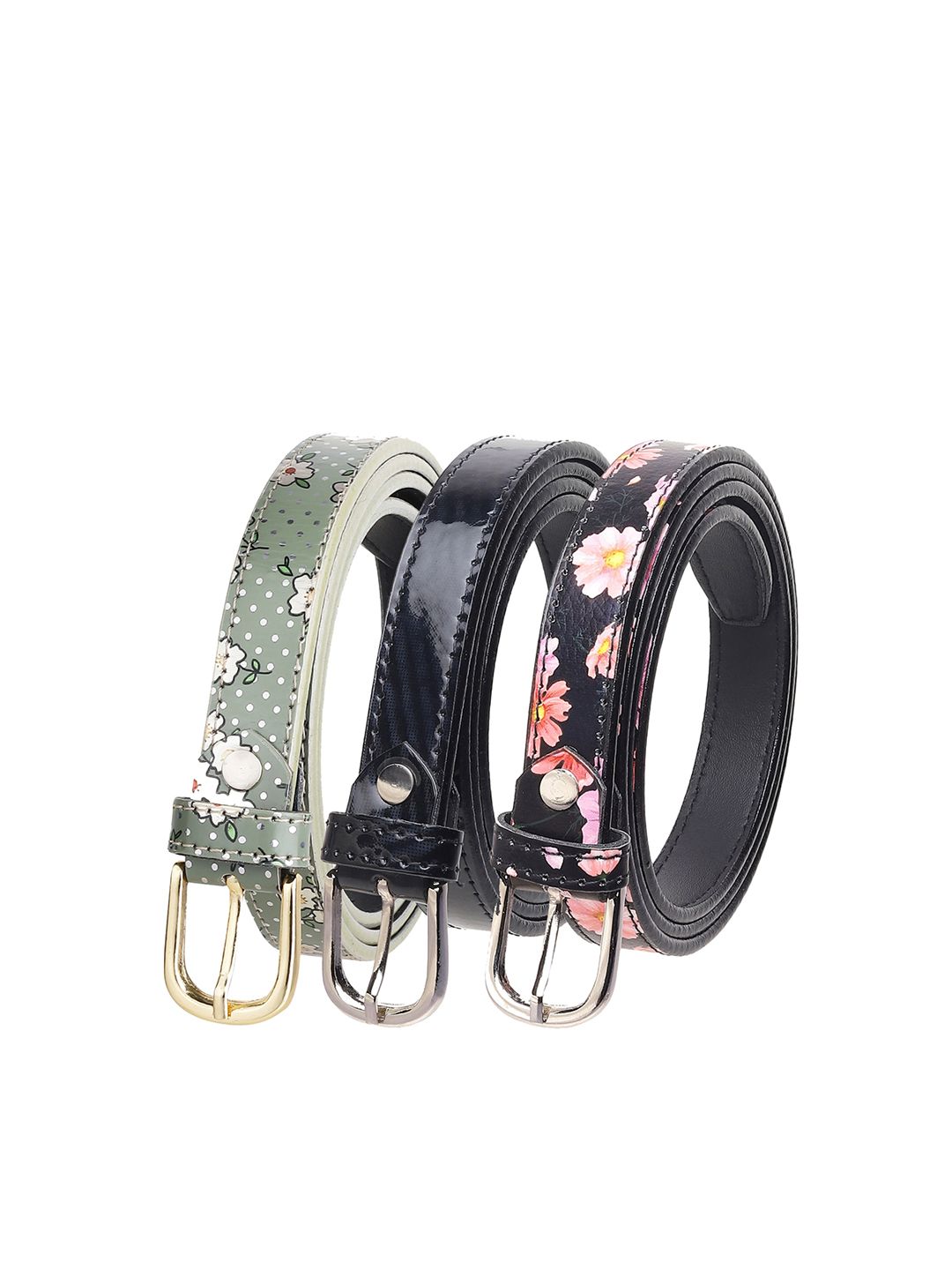 URBAN ALFAMI Women Black Printed Pack of 3 Belt Price in India