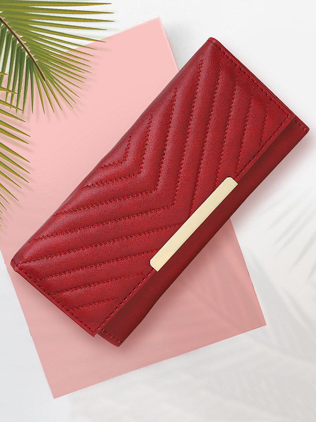 Apsis Women Red & Gold-Toned Two Fold Wallet Price in India