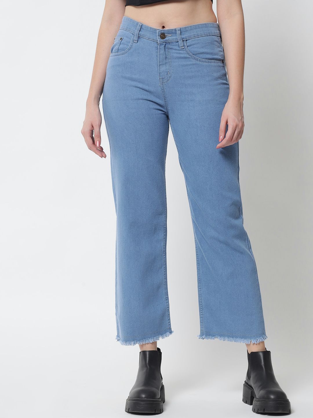 Q-rious Women Blue Flared High-Rise Stretchable Jeans Price in India