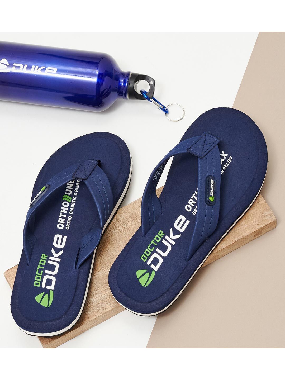 Duke Men Navy Blue & White Thong Flip-Flops