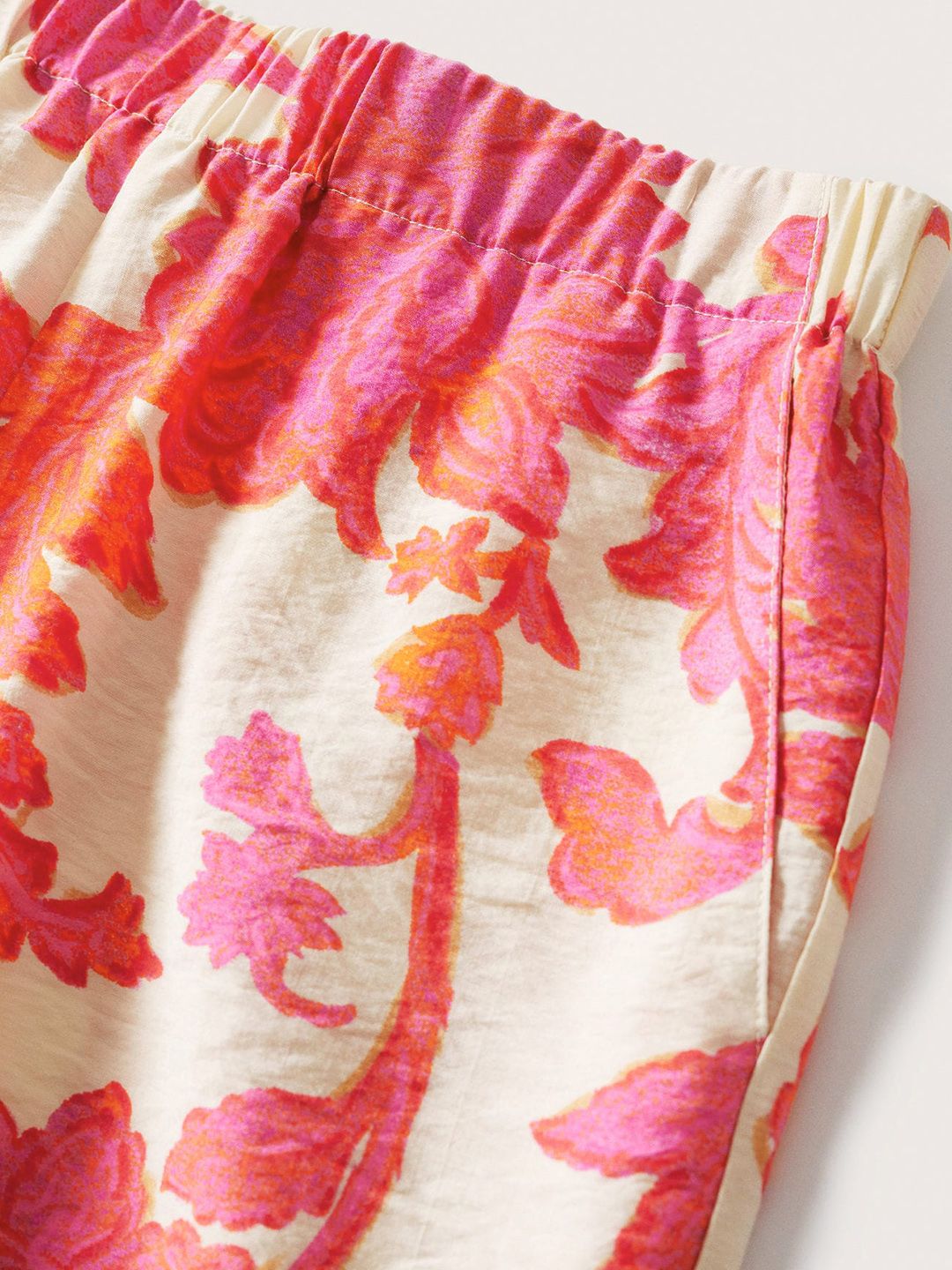 Beige Floral Printed Shorts