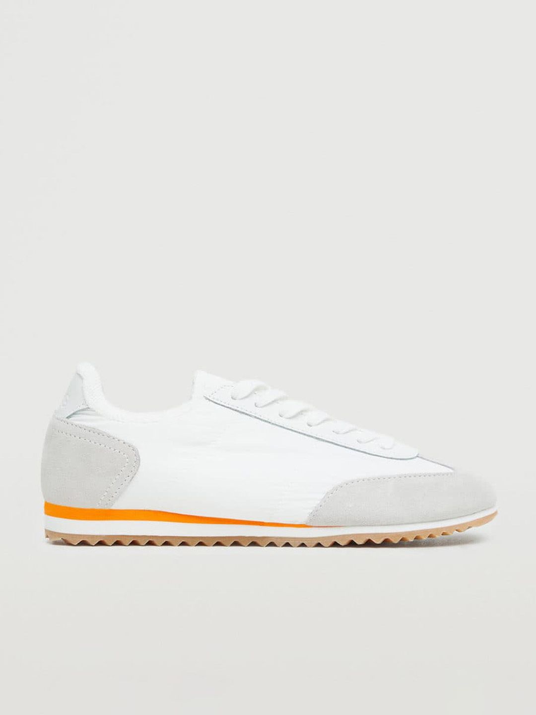 MANGO Women White Colourblocked Patent Leather Sneakers Price in India