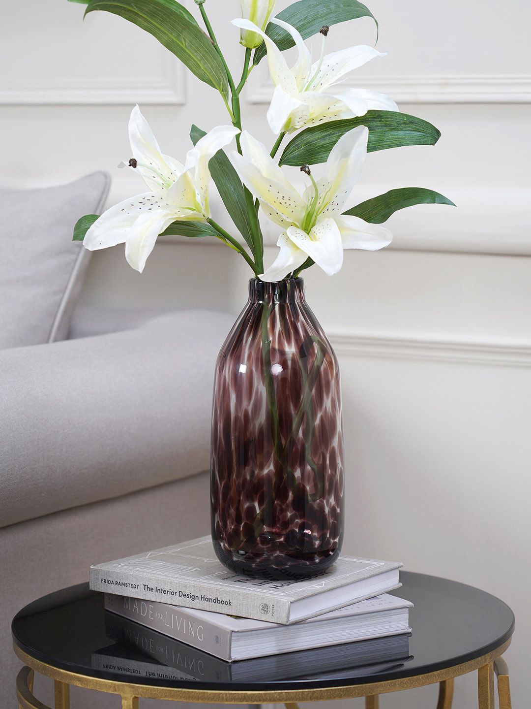 Pure Home and Living Brown Printed Flower Vase Price in India