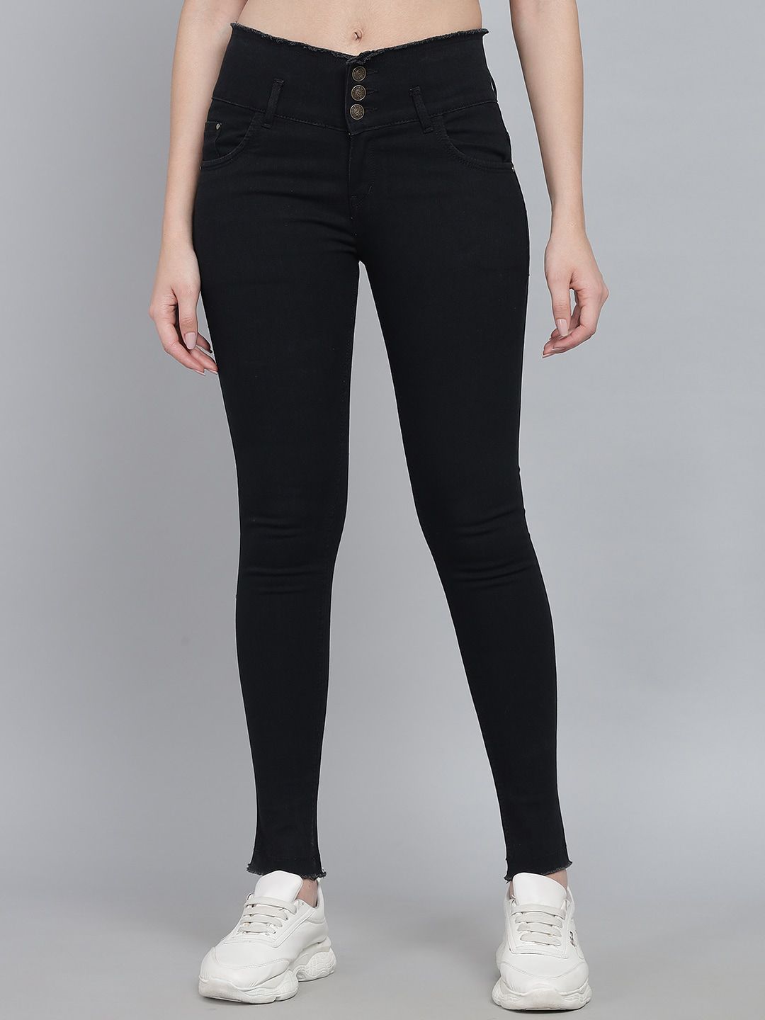 Q-rious Women Black Slim Fit High-Rise Stretchable Jeans Price in India