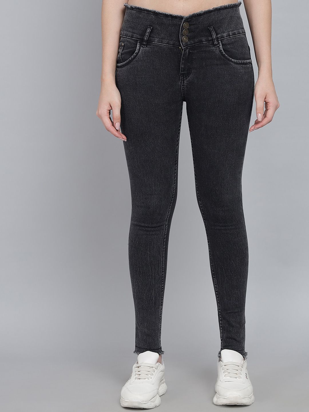Q-rious Women Black Slim Fit High-Rise Stretchable Jeans Price in India
