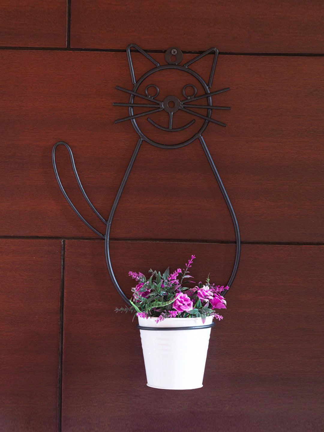 ExclusiveLane White & Black Solid Planter With Holder Price in India