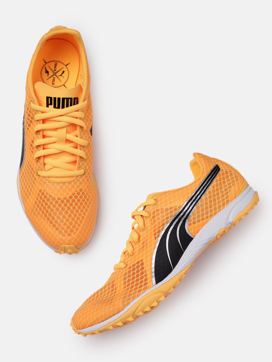 Puma Unisex Orange Textured evoSPEED Haraka 7 Removable Cleats Running Shoes Price in India