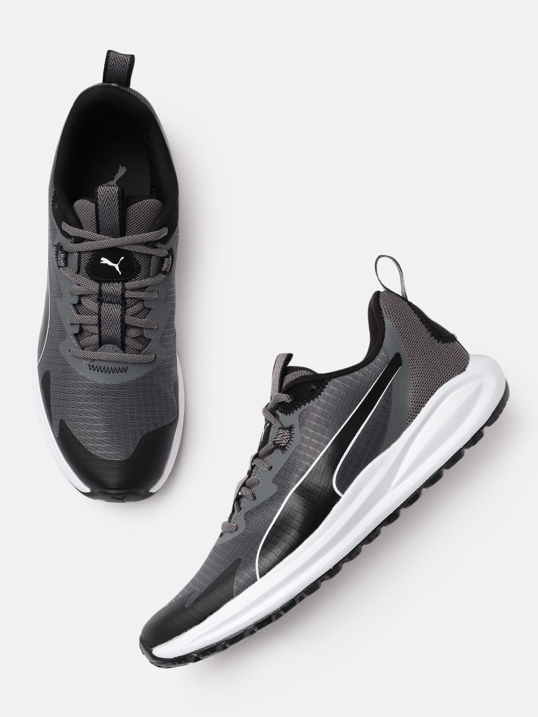 Puma Unisex Grey & Black Twitch Running Shoes Price in India