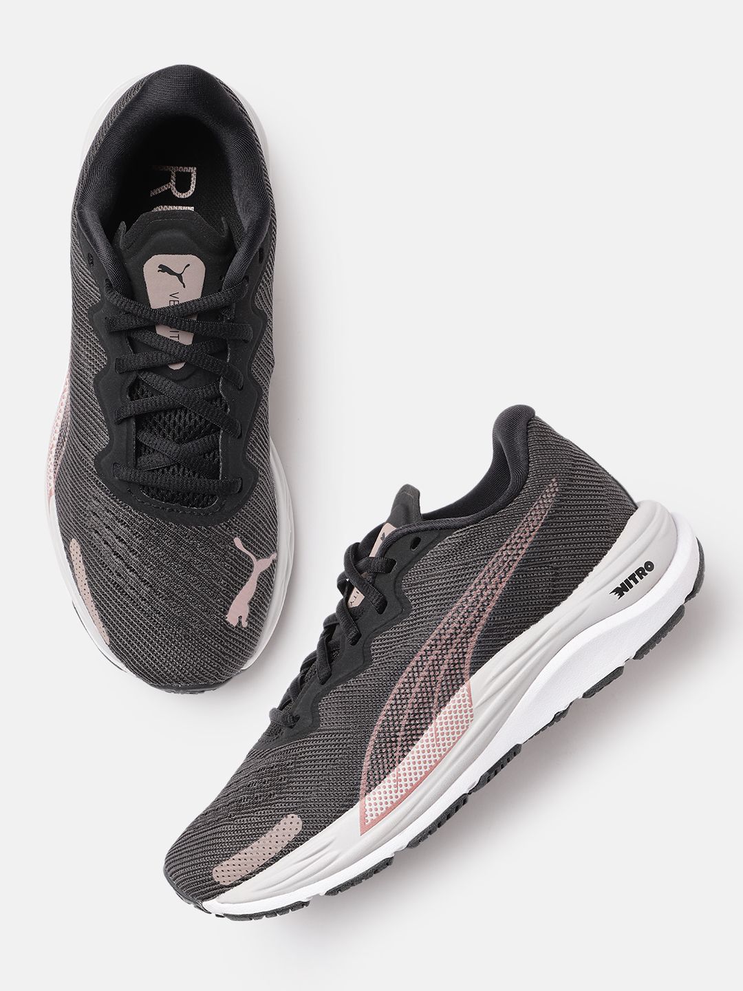 Puma Women Charcoal Grey Textured Velocity Nitro 2 Regular Running Shoes Price in India