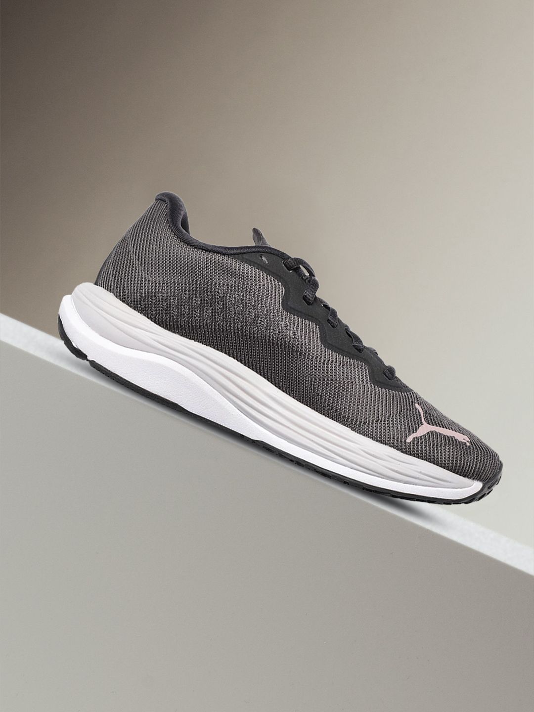 Puma Women Charcoal Grey Textured Velocity Nitro 2 Regular Running Shoes