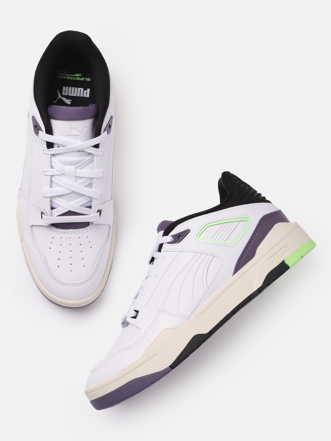Puma Women White Slipstream Perforations Leather Sneakers Price in India