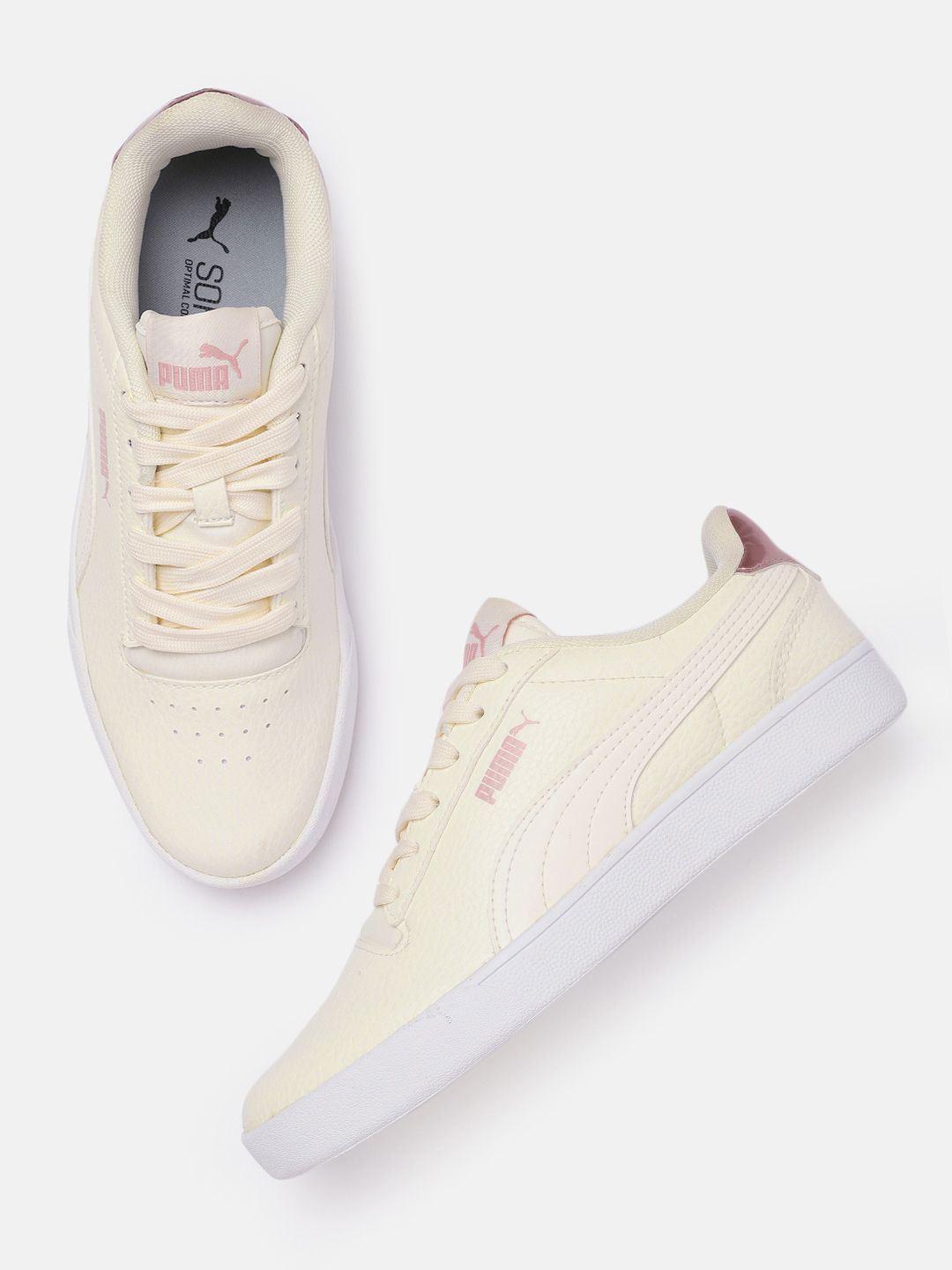 Puma Women Off-White Perforated Sneakers Price in India