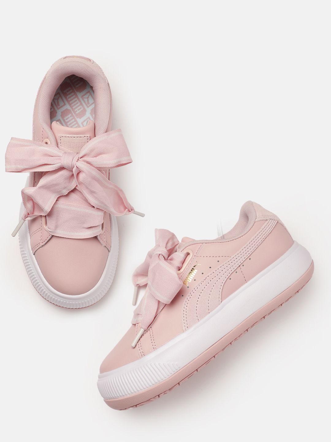 Puma Women Pink Mayu Heart Leather Sneakers Price in India