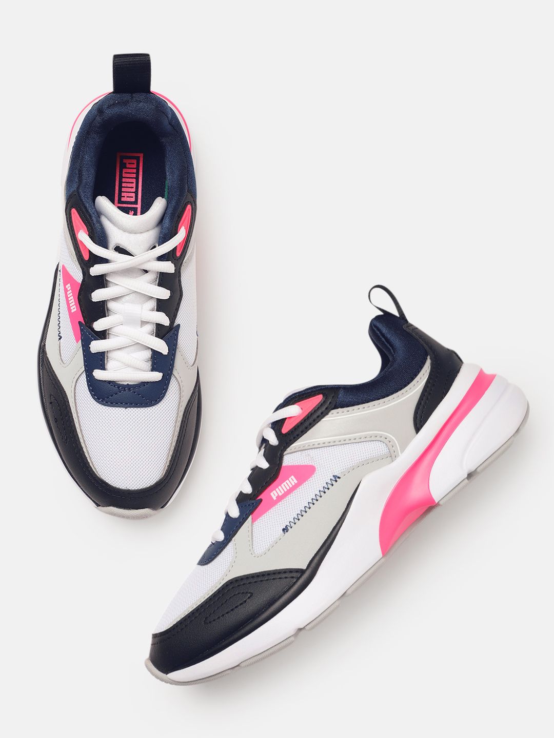 Puma Women White & Black FS Runner Pop Leather Sneakers Price in India
