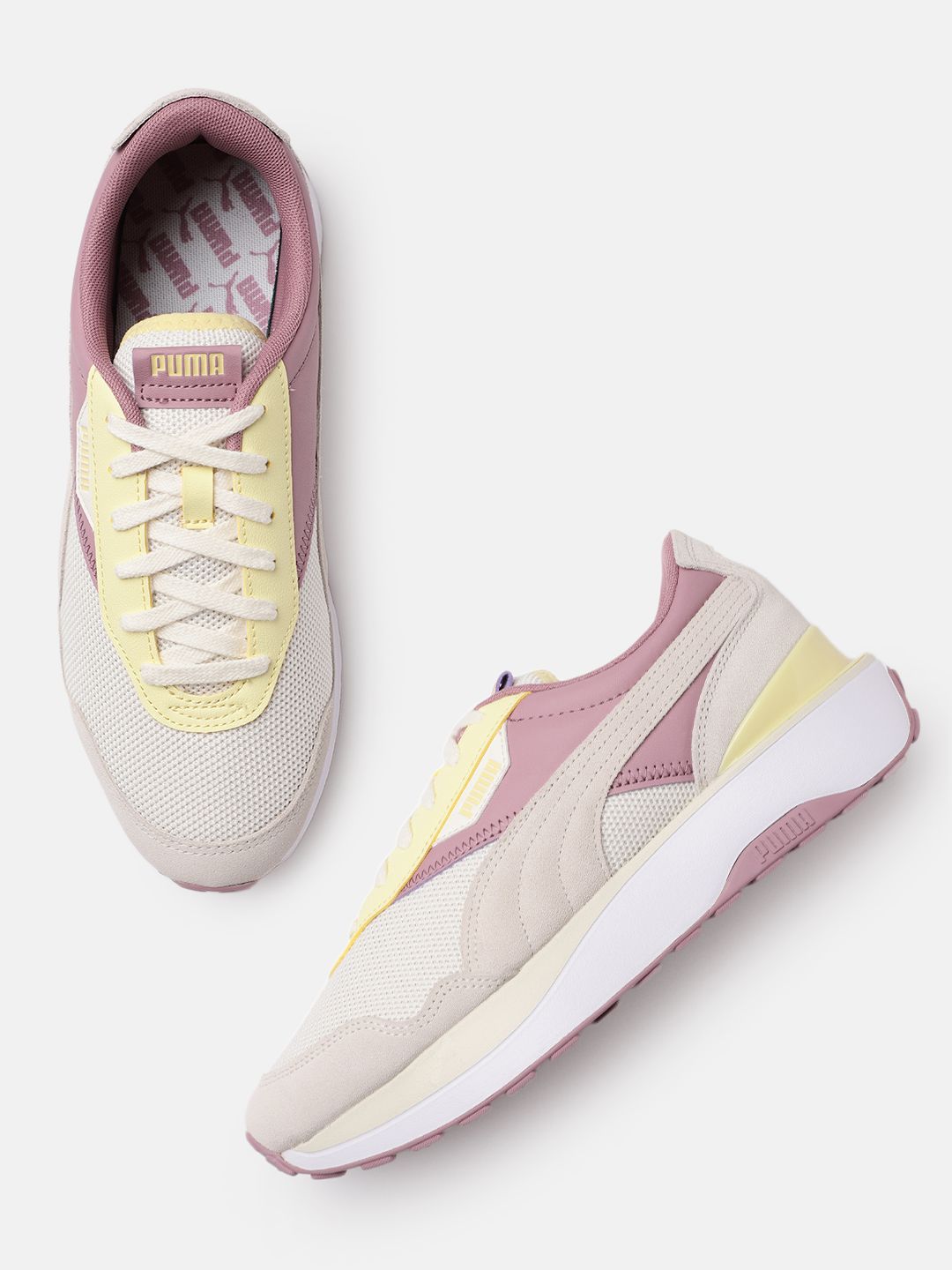 Puma Women Off White Cruise Rider Candy Sneakers Price in India