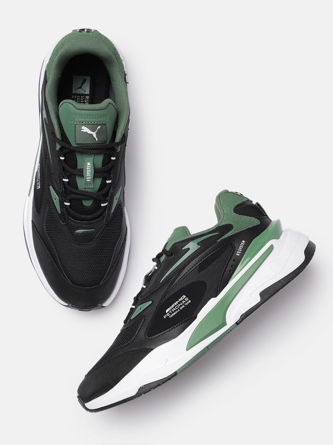 PUMA Motorsport Unisex Black & Green Mercedes AMG Petronas F1 RS-Fast Running Shoes Price in India