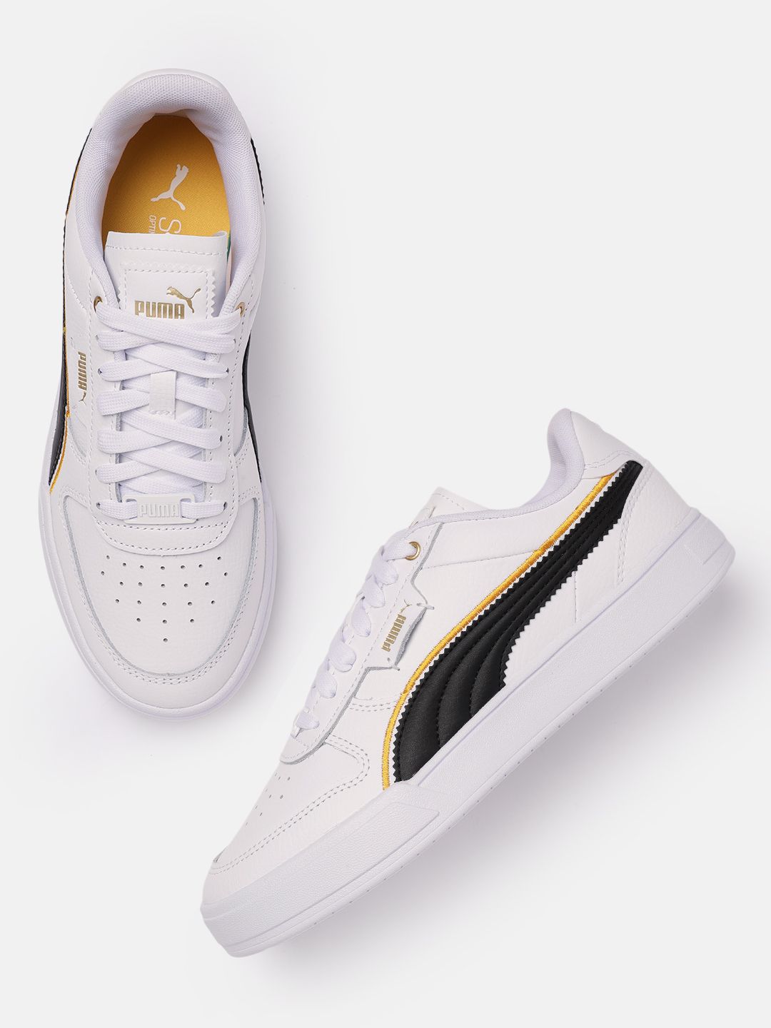 Puma Unisex White Leather Caven Dime FC Sneakers Price in India