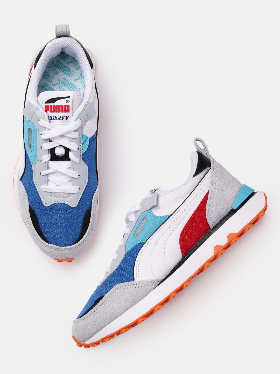Puma Unisex Blue and Grey Colourblocked Rider Future Vintage Sneakers Price in India