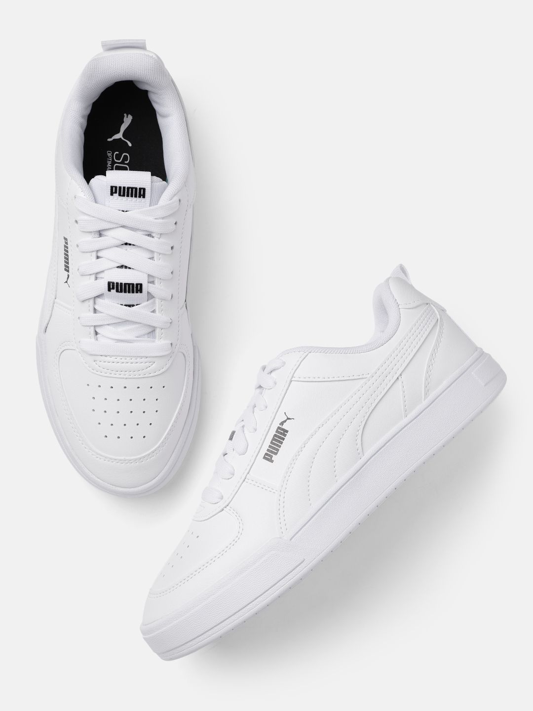 Puma Unisex White Leather Caven Tape SOFTFOAM Sneakers Price in India
