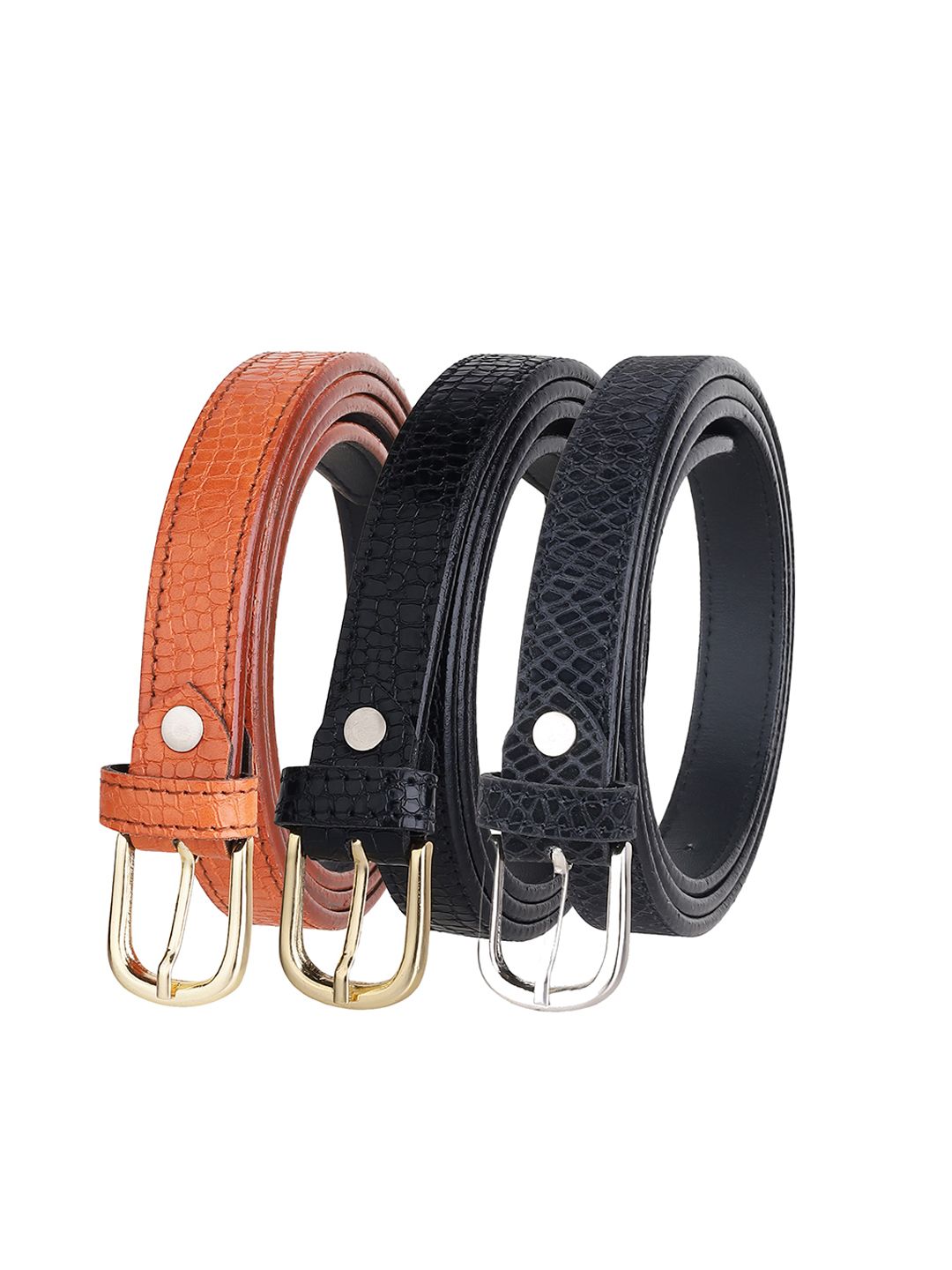 URBAN ALFAMI Women Set Of 3 Solid Casual Belts Price in India