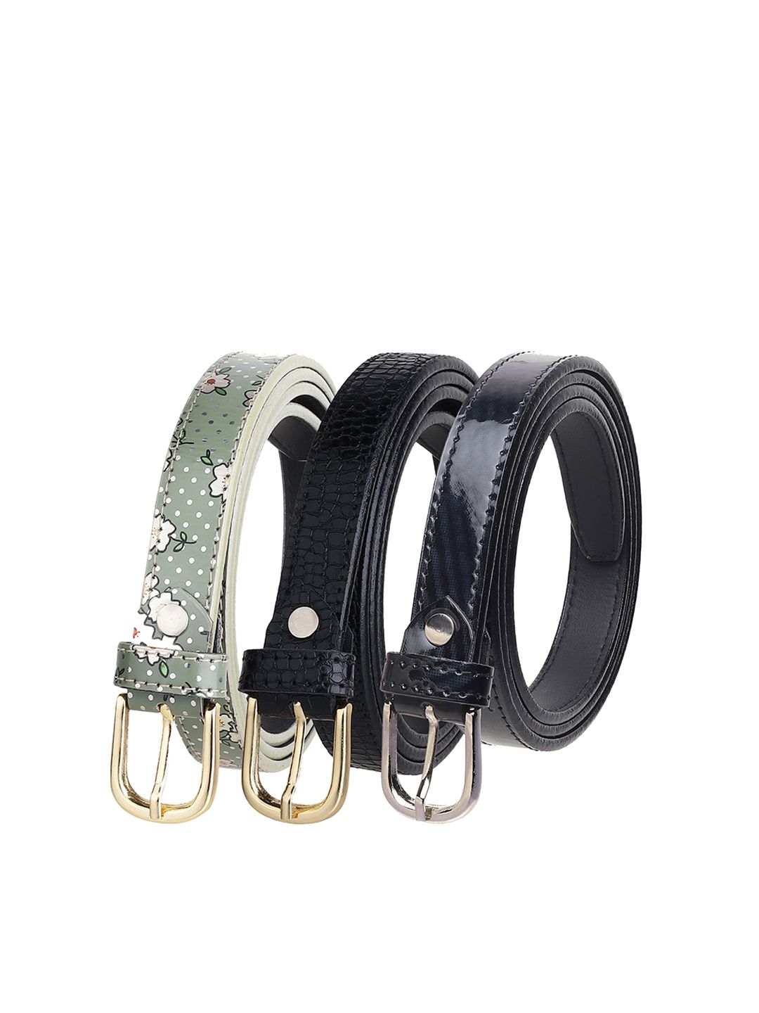 URBAN ALFAMI Women Set Of 3 Solid Casual Belts Price in India