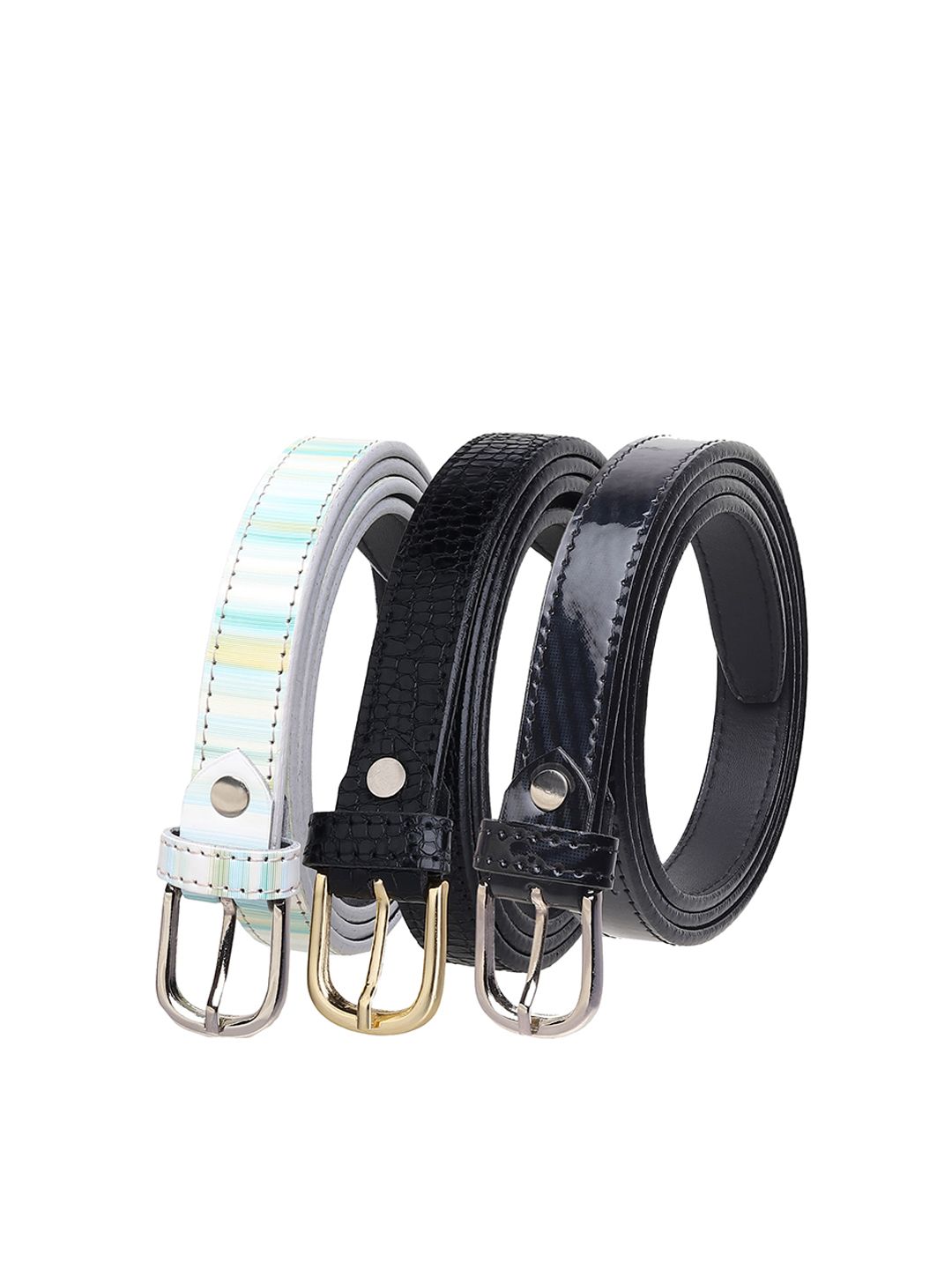 URBAN ALFAMI Women Set of 3 Textured PU Belt Price in India