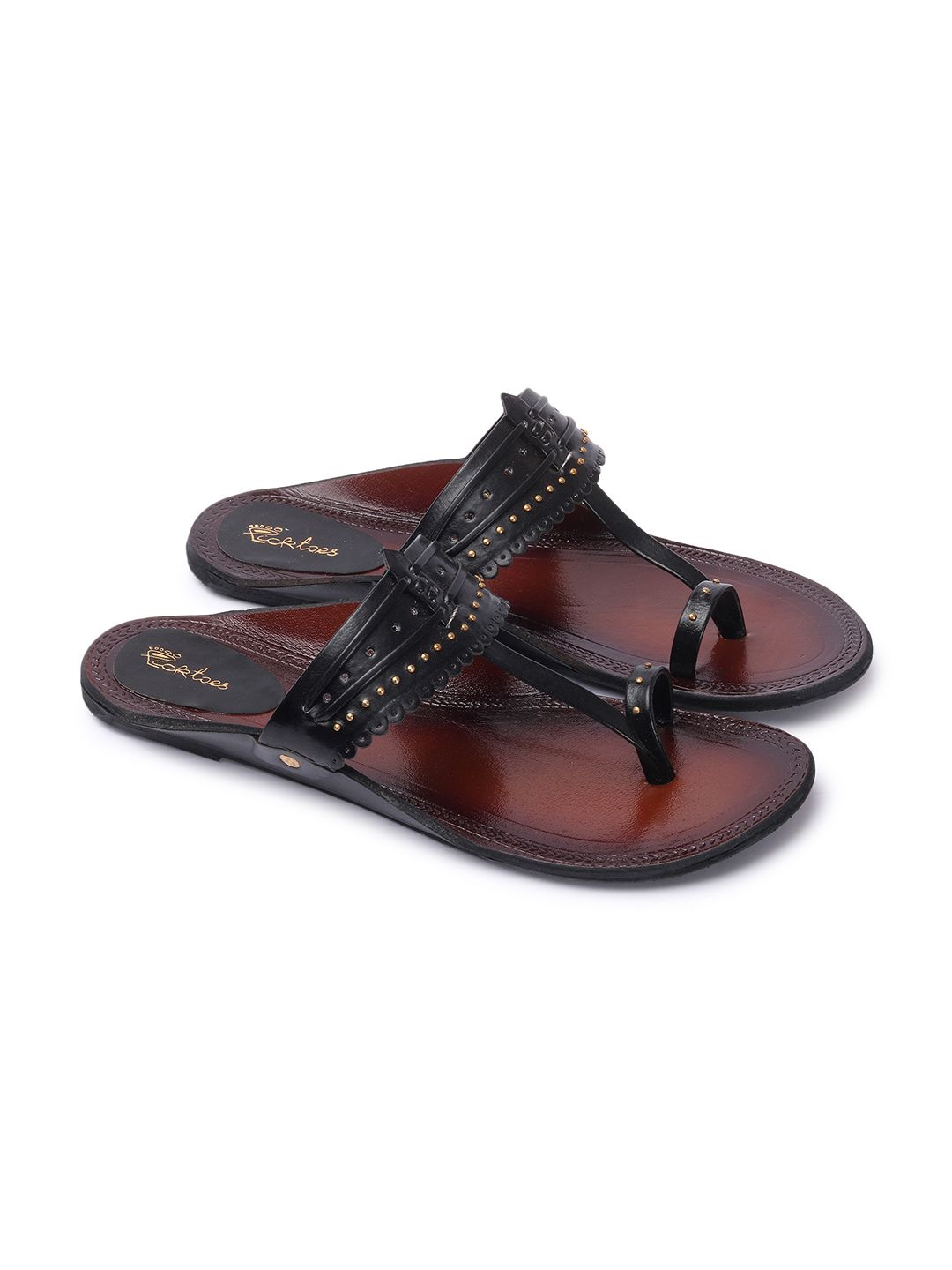 Picktoes Picktoes Women Black Textured One Toe Flats