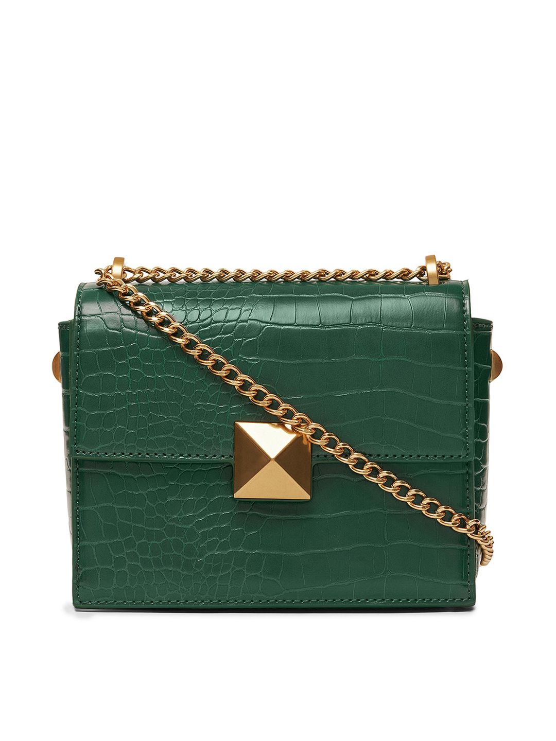 MIRAGGIO Green Animal Textured PU Structured Sling Bag Price in India