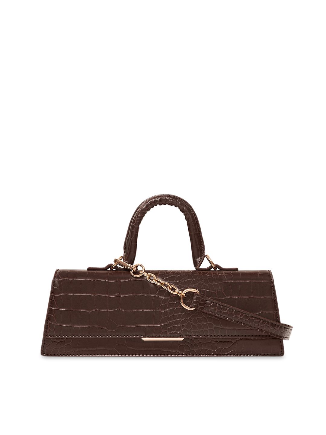 MIRAGGIO Brown Textured PU Structured Handheld Bag with Fringed Price in India