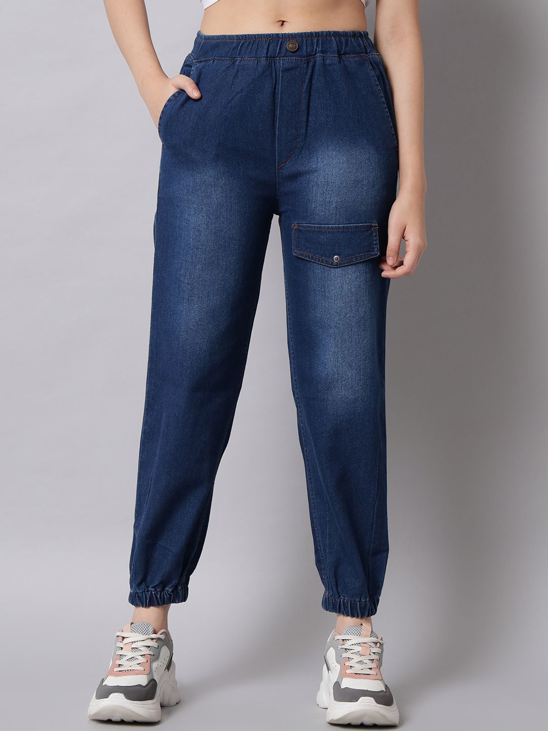 Q-rious Women Blue Low Distress Light Fade Stretchable Jeans Price in India
