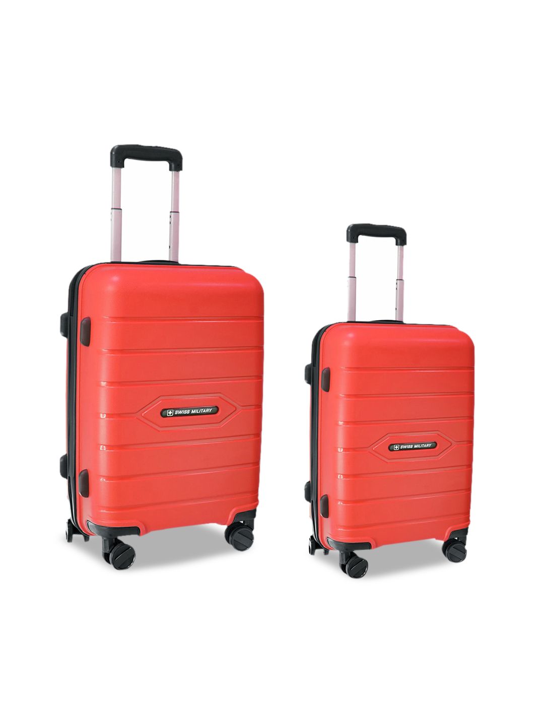 SWISS MILITARY Set Of 2 Red Textured Hard-Sided Cabin Trolley Suitcase Price in India