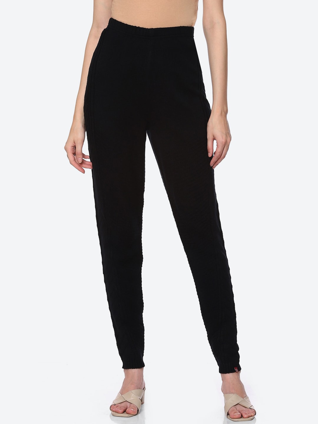 Biba Women Black Relaxed Trousers Price in India