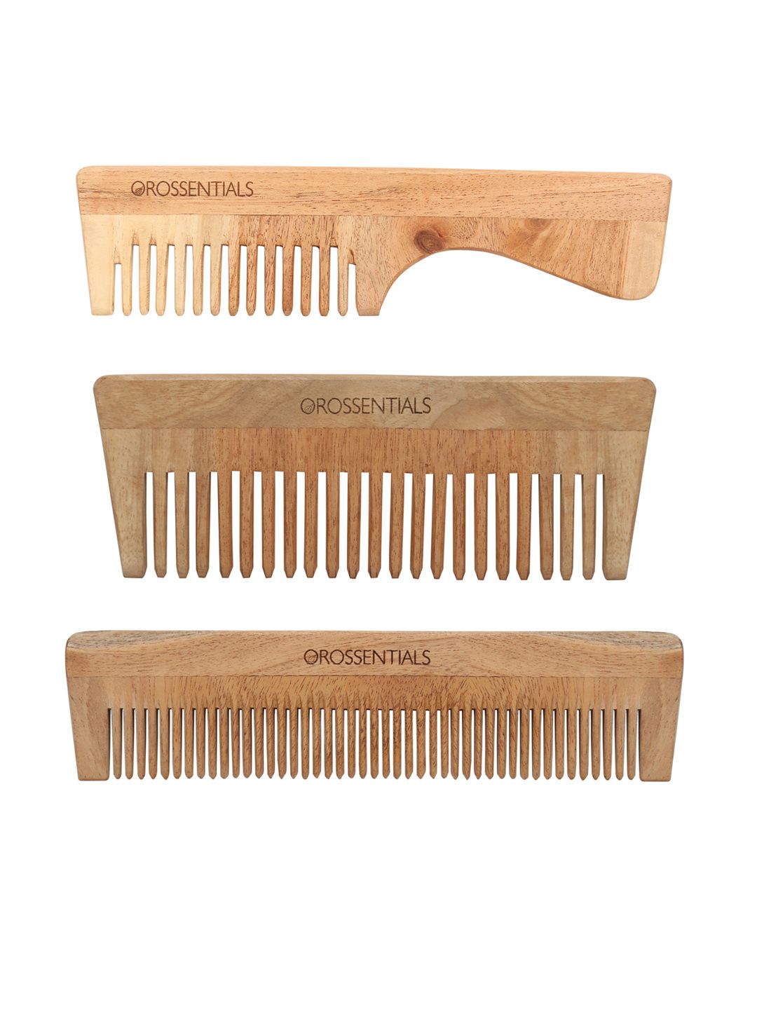OROSSENTIALS Set Of 3 Neem Wooden Comb