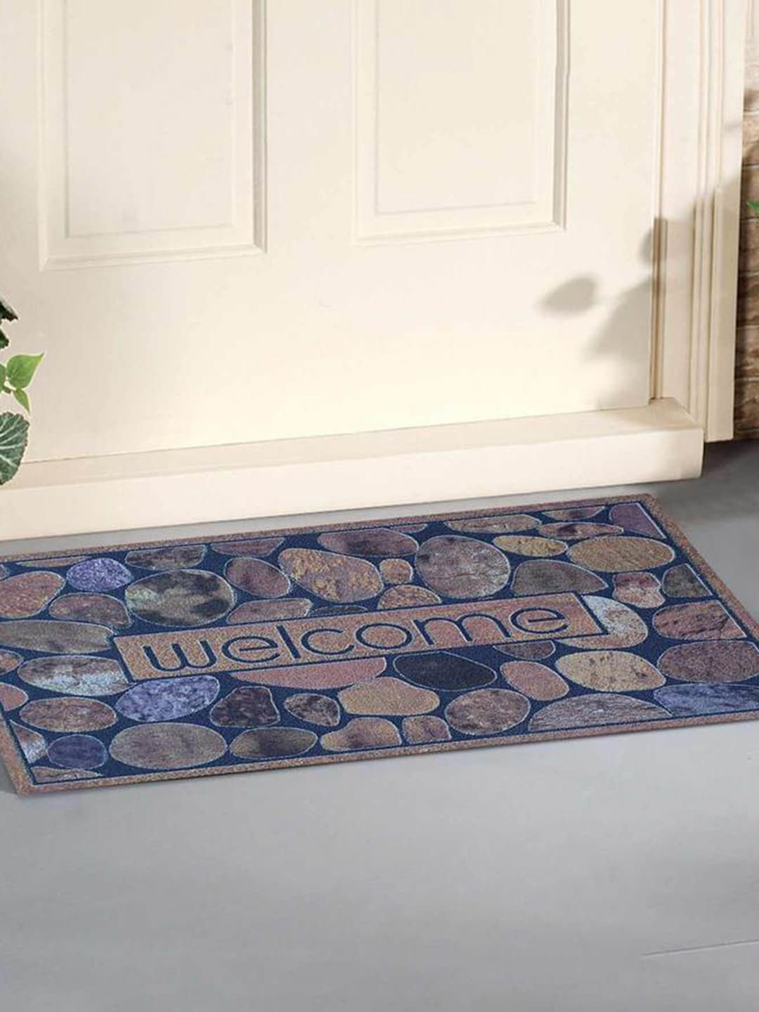 Gallery99 Blue & Brown Self-Design Abstract Laser Cut Doormat Price in India