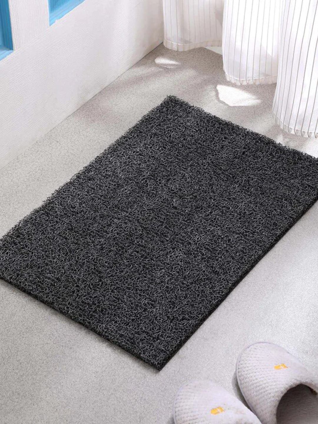 Gallery99 Adults Dark Grey Solid Anti-Skid Rectangular Door mat Price in India