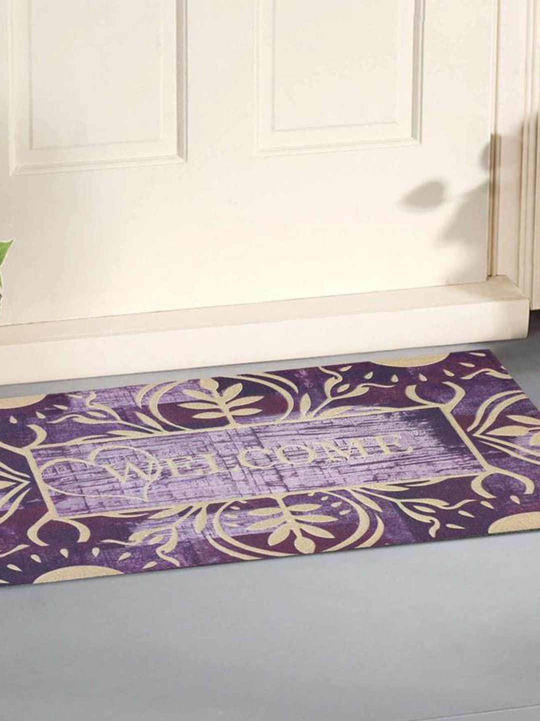 Gallery99 Purple Abstract Laser Cut  Polyester  Anti-Skid Doormats Price in India