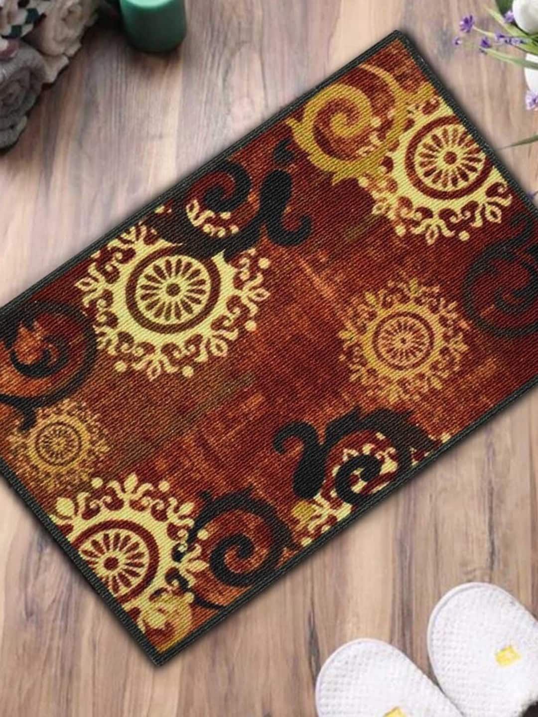 Gallery99 Brown Ethnic Pattern Machine Tufted Rectangular Doormats Price in India