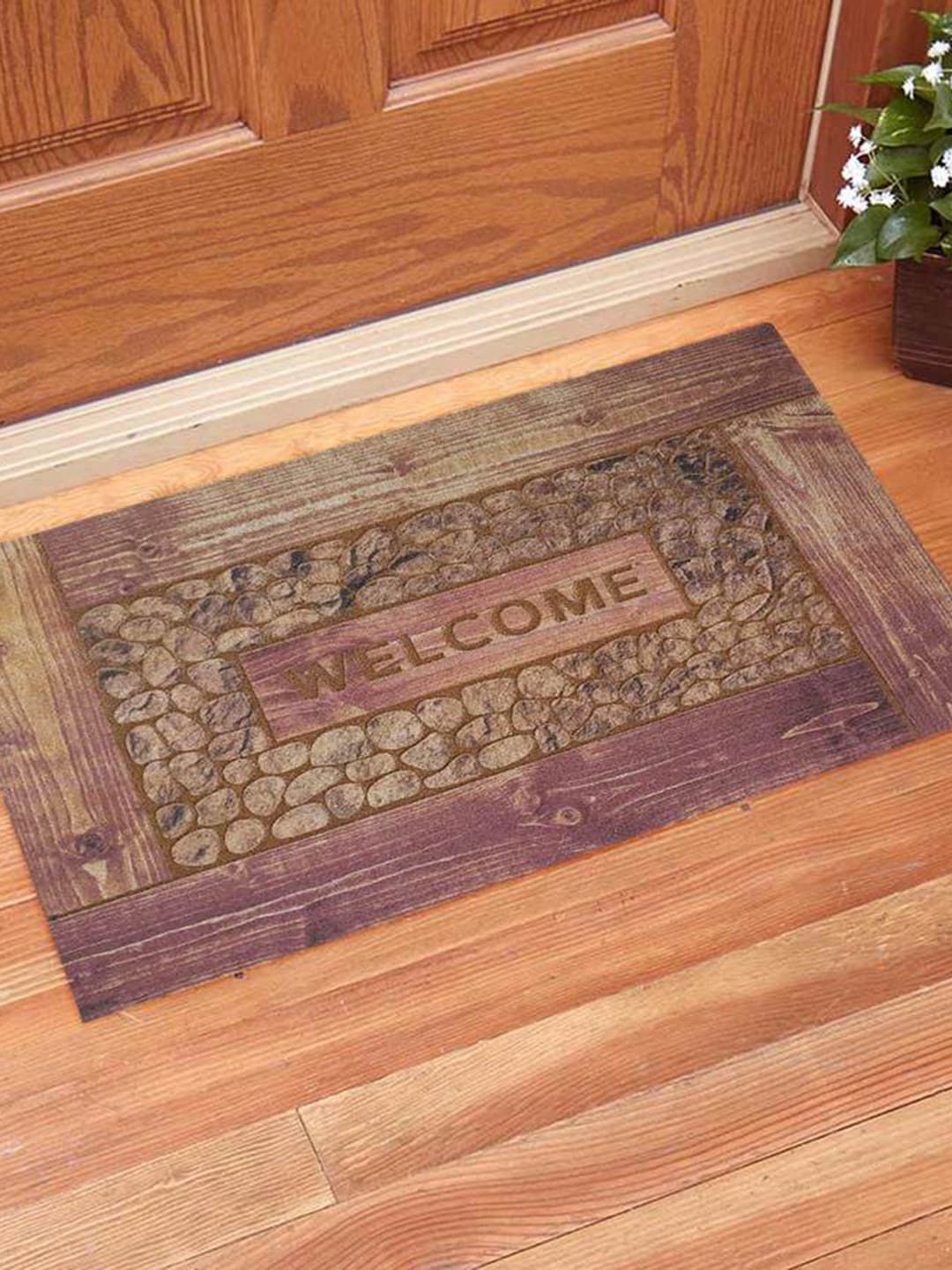 Gallery99 Brown Abstract Printed Anti-Skid Doormat Price in India