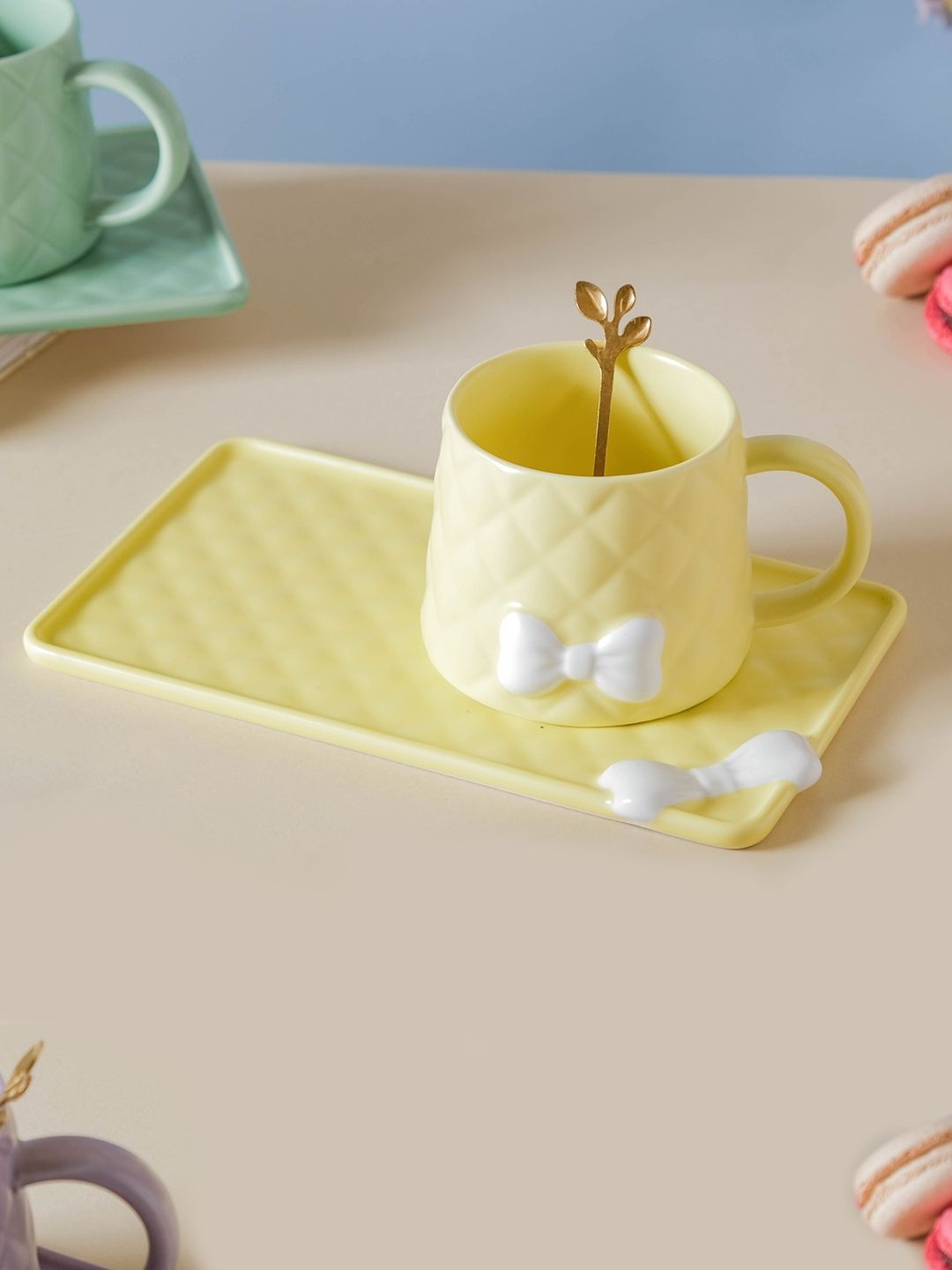 Nestasia Yellow Cup With Rectangular Plate & Spoon Price in India