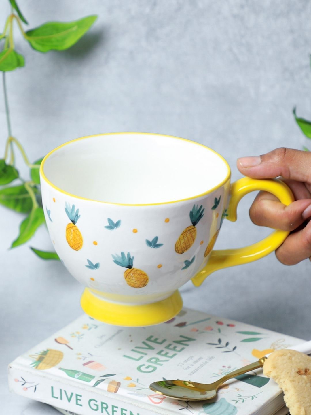 Nestasia White & Yellow Fruity Printed Cappuccino Cup Price in India