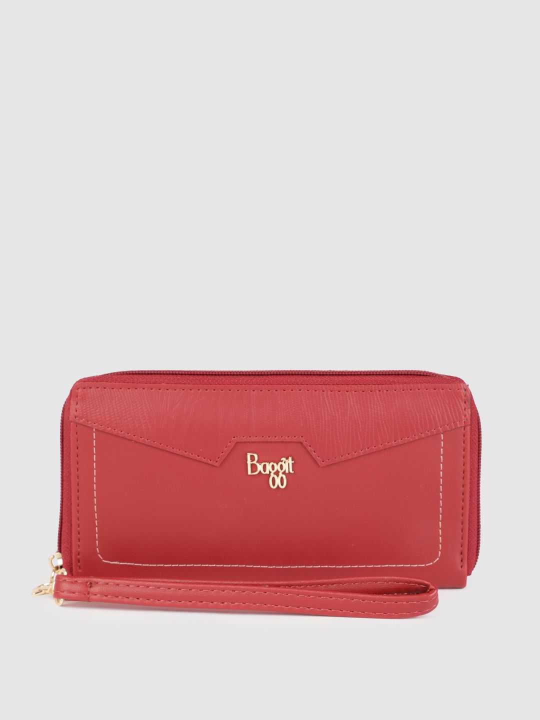 Baggit Women Red Solid Zip Around Wallet Price in India